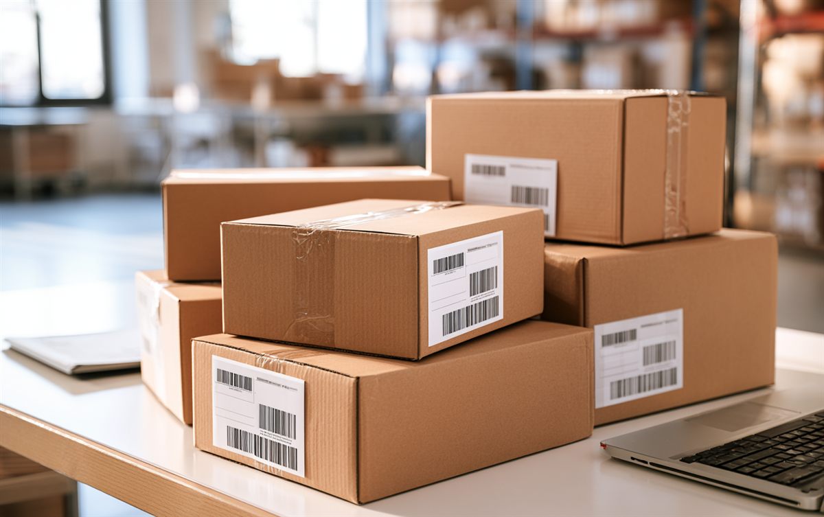 輸出用に梱包された荷物