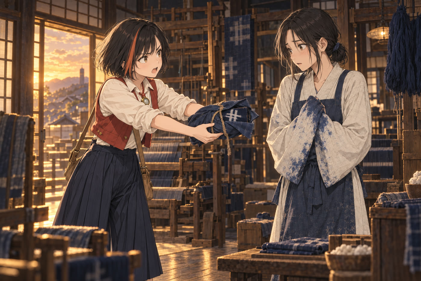 ずれの先を織るの一場面