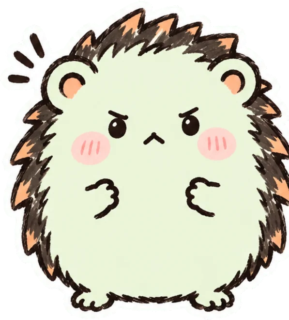 薄いわかくさ色のはりねずみ、むくぬ