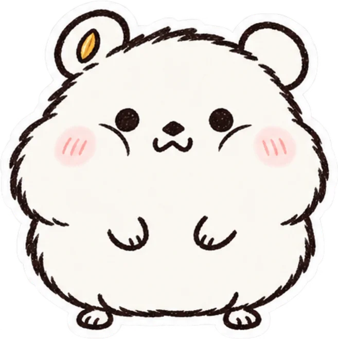 白いハムスターのぽふむ