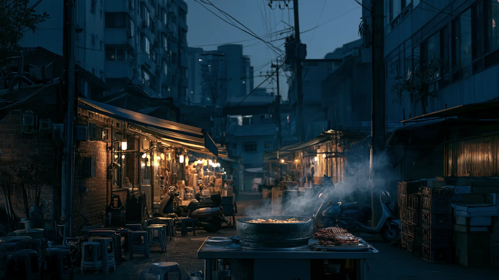 ソウルの夜の情景（AI生成イラスト・特定の店舗ではありません） / Seoul at night (AI-generated illustration, not a specific venue)