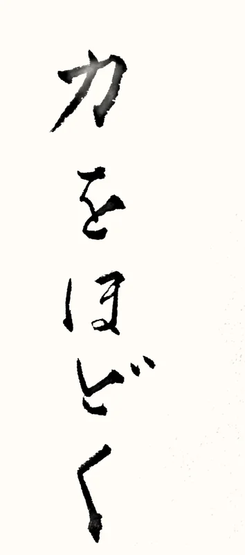 「力をほどく」と書いた直筆の書